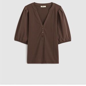Madewell Chocolate Brown V-Neck Blouse